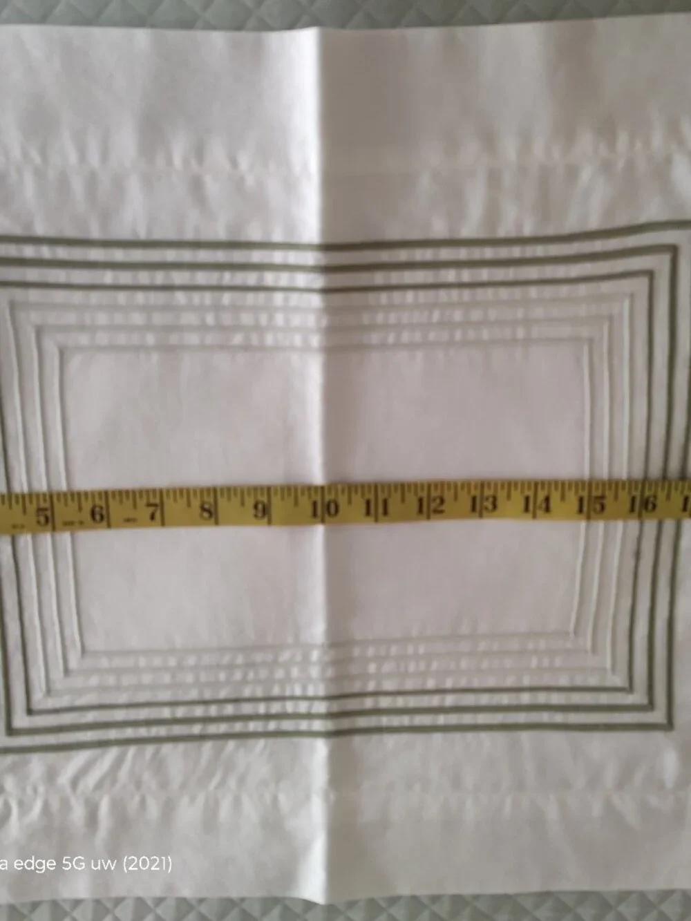 DEA BOUDOIR SHAM WHITE EGYPTIAN COTTON SATEEN 6-LINE EMBROIDERY GREEN SHADES
